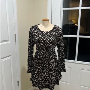 Haptics by Holly Harper Elegant Long Sleeve Black and Cream Dress